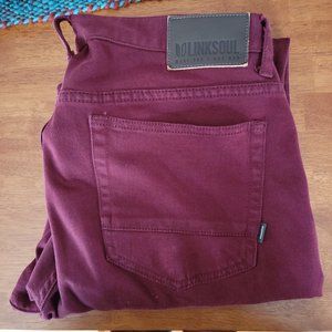 Linksoul Men's Denim Jeans - Brick Red - 34x34
